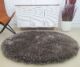 Sideways View of SG-05 Shaggy Rug in Grey with Cabinet, Vase, and Chair - Ramsha Home