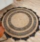 Handmade natural and black jute floor rug CR-012 (200cm) for home decor