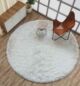 Top View of White Fluffy Shaggy Rug with Chair and Designer Stand - Ramsha Home
