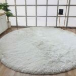 Sideway View of White Fluffy Shaggy Rug - Ramsha Home