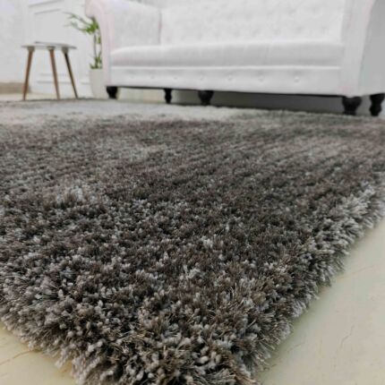 Plush grey shaggy rug for living room SG 05 (250x350cm) by Ramsha Home