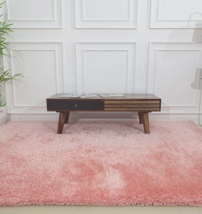 Soft shaggy rug with plush texture, modern design, and cozy comfort for home décor.