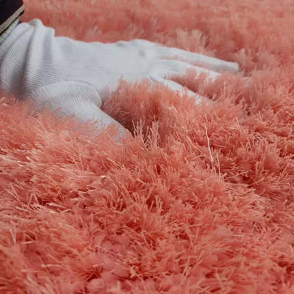 Shaggy rug with fluffy texture, soft feel, and modern design for cozy home interiors.