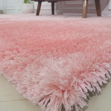 Soft shaggy rug with plush texture, modern design, and cozy comfort for home décor.