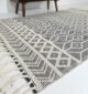 Elegant handcrafted black and natural wool and cotton rug SRN 018 (200x300cm) for living room by Ramsha Home
