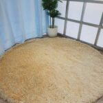 Sideways View of Fluffy Cream MPV-08 Handmade Shaggy Rug - Ramsha Home