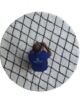 Top View of Ramsha Home's White and Black Line Shaggy Rug - Polyester & Cotton Blend - 150 CM Round