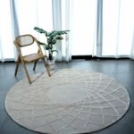 Luxury handmade rug Dubai, circular tufted carpet for living room and bedroom, stylish rugs UAE home décor.