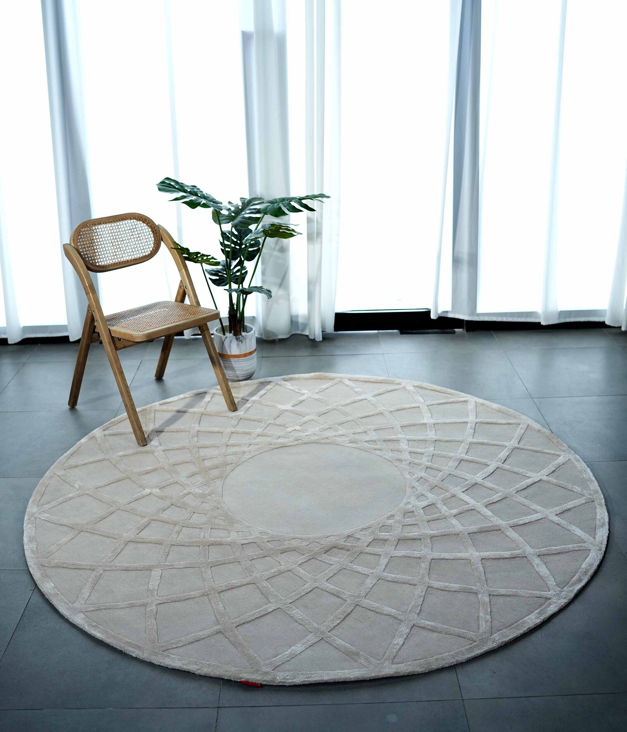 Buy Handmade Tufted Rugs in Dubai – Round & Circular Carpets UAE Luxury handmade rug Dubai, circular tufted carpet for living room and bedroom, stylish rugs UAE home décor.