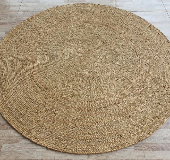Handmade Jute Rug BR-080 in Natural Color 180cm by Ramsha Home