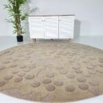 Front View of Multi-Colored Round Wool & Cotton Area Rug HTW-56 - Ramsha Home