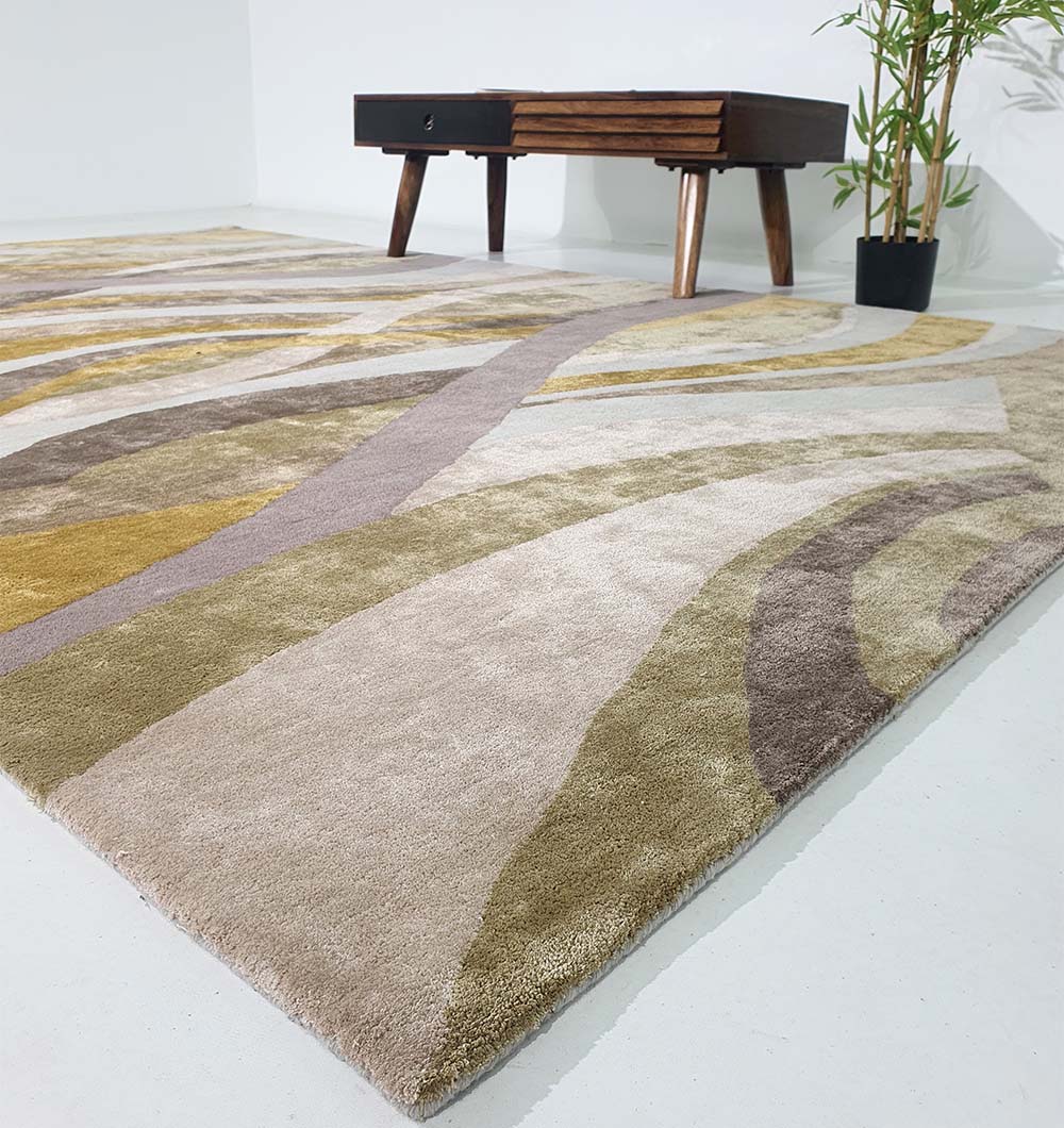 Sideways View of Handwoven Multi-Tonal Wool & Cotton Rug HTWV-66 - Ramsha Home Stunning Multi Color Wool & Cotton Handmade Rug - HTWV 66 (200x300cm)