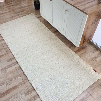 Contemporary off white color woven rug for indoor decor - SR 059 (80x200cm) by Ramsha Home