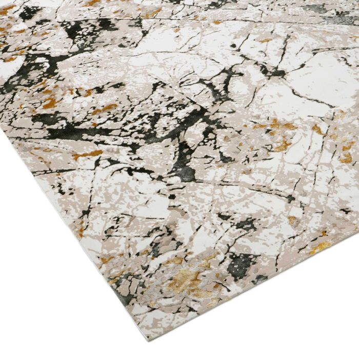 Luxurious cream and gold machine-made Turkish rug, NM85A, perfect for elegant home decor.