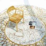 Cream & Gold Color Round Shaped Turkish Machine Made Rug - MZ67C