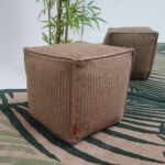 Versatile 40x40x40cm natural color jute pouf PF-134, ideal for enhancing comfort and style in various home settings by Ramsha Home.