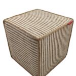 Stunning Natural & White Color Cotton and Jute Pouf - PF 147 (40x40x40cm)
