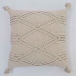 Handmade decorative tassel cushion in natural shade