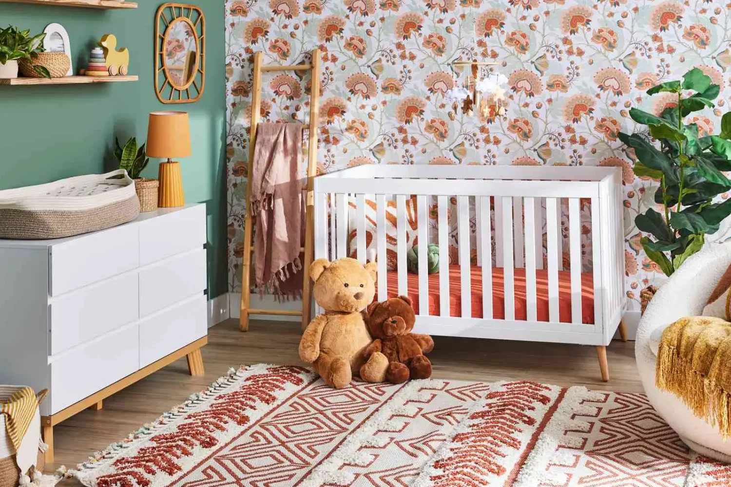 Chic nursery with handwoven rugs and carpets Dubai, stylish baby room decor ideas