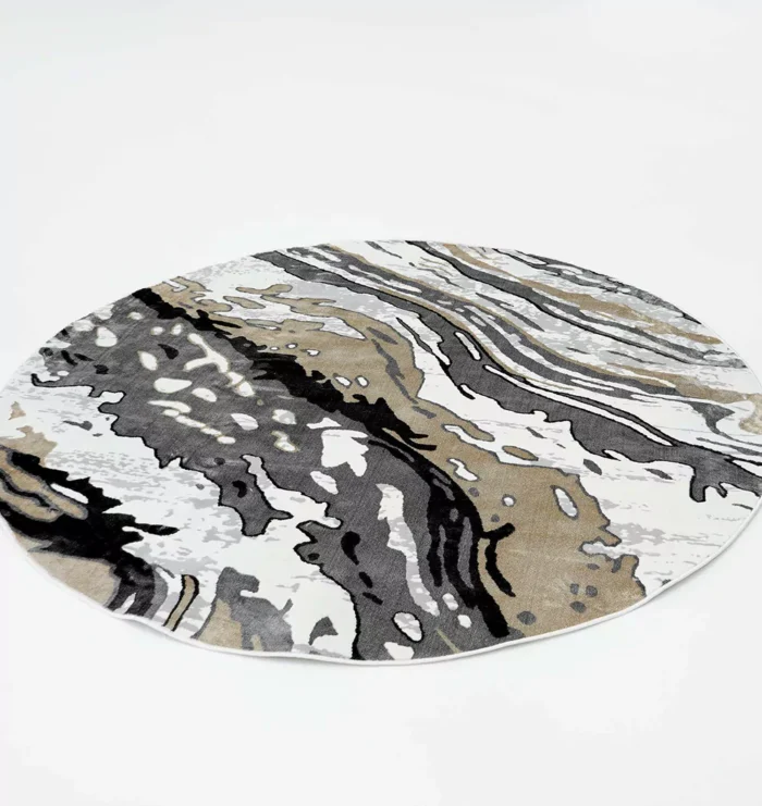 Durable machine-made rug with modern patterns, soft finish, and versatile design for home décor.