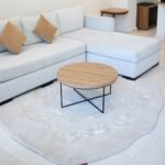 Handmade round tufted rug in Dubai, perfect as a living room carpet or bedroom rug, available in UAE for home décor.