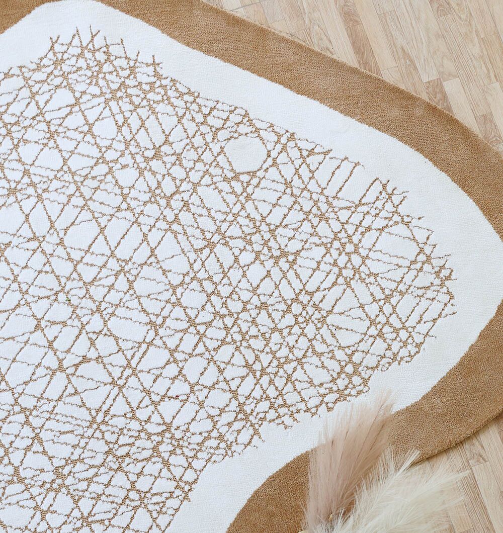 Premium Handmade Rugs in Dubai – Best Tufted Carpets for Home Novara Shape White & Beige Area Rug  - CMN 90 (200x300 cm) - Image 2