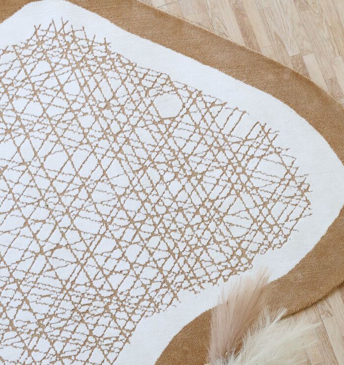 ⁦Novara Shape White & Beige Area Rug  - CMN 90 (200x300 cm)⁩ - الصورة ⁦2⁩