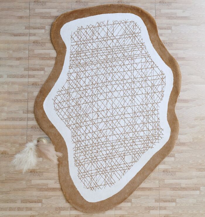 ⁦Novara Shape White & Beige Area Rug  - CMN 90 (200x300 cm)⁩ - الصورة ⁦1⁩