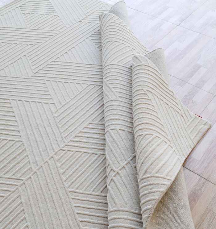 ⁦Off White Color Handmade Area Rug - LKH-013 (200x300 cm)⁩ - الصورة ⁦3⁩