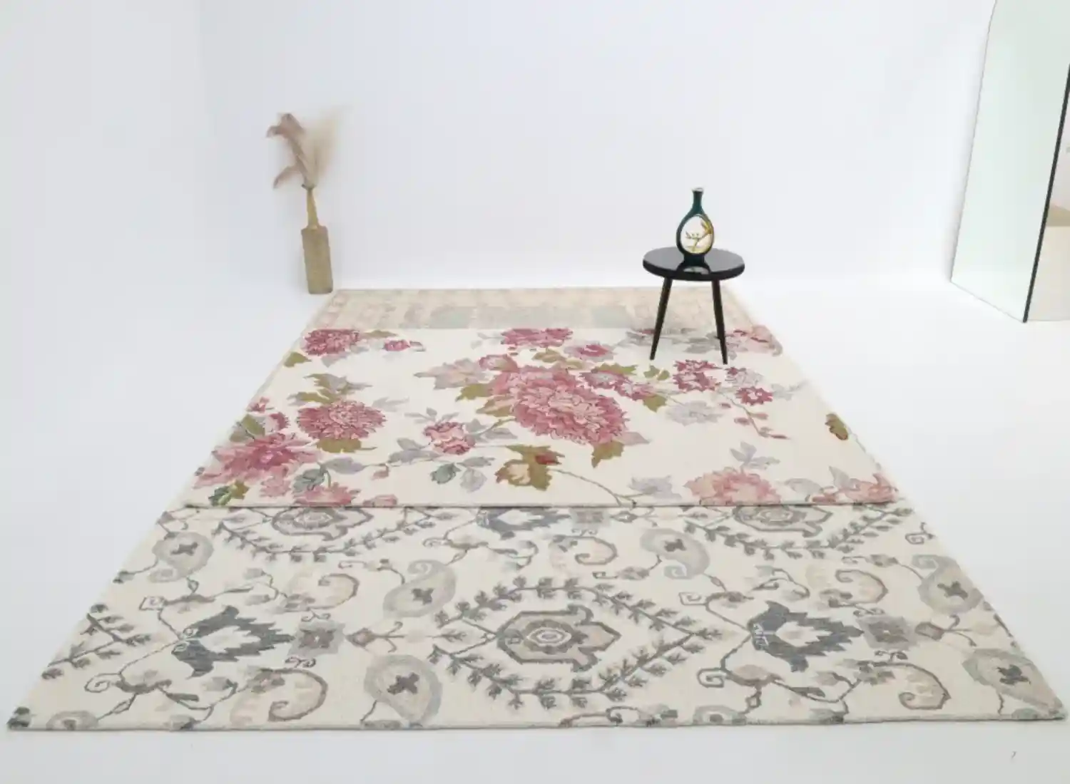 Handmade rug designed for elegant indoor and outdoor floorings
