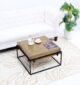 Modern Round Coffee Table – Solid Wood Top with Black Iron Legs GH-005 - Image 3