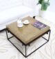 Modern Round Coffee Table – Solid Wood Top with Black Iron Legs GH-005