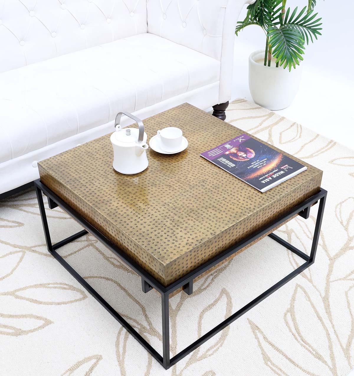 GH-005 (19) Modern Round Coffee Table – Solid Wood Top with Black Iron Legs GH-005 - Image 1