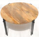 Modern Round Coffee Table – Solid Wood Top with Black Iron Legs GH-067 - Image 5