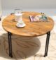 Modern Round Coffee Table – Solid Wood Top with Black Iron Legs GH-067 - Image 2