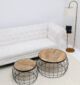 Industrial Nesting Side Tables – Solid Wood Top & Metal Wire Base (Set of 2) GH-068 - Image 4