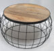 Industrial Nesting Side Tables – Solid Wood Top & Metal Wire Base (Set of 2) GH-068 - Image 3