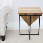 Modern Cone Accent Side Table – Solid Wood & Iron Base gh-091