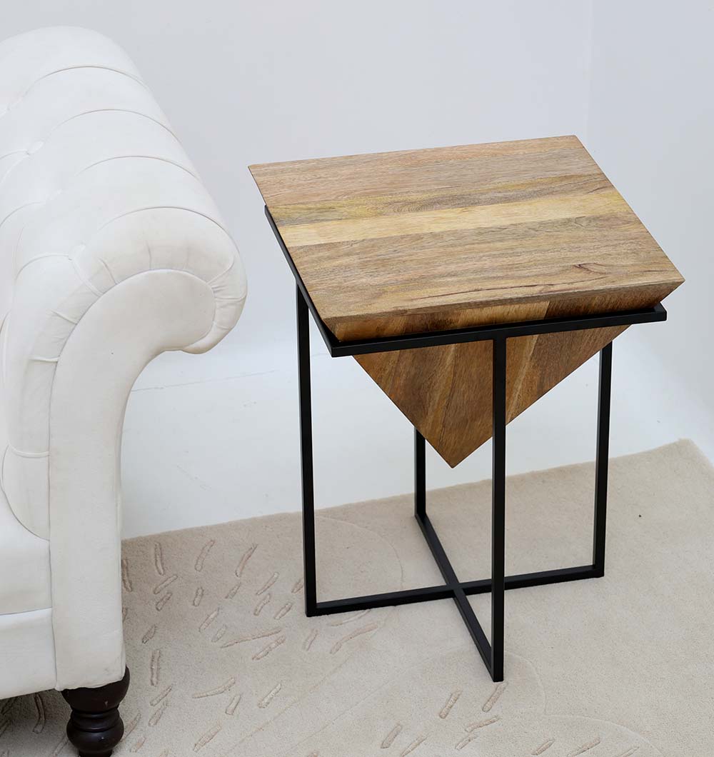 GH-091 (20) Modern Cone Accent Side Table – Solid Wood & Iron Base gh-091 - Image 2