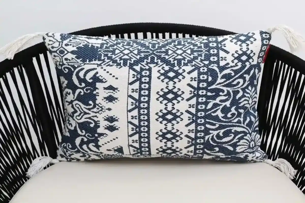 Cushion placed on a chair showcasing design and texture for home décor