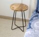 Modern Round Side Tables – Natural & Black Powder Finish with Black Iron Base GH-075-C - Image 2