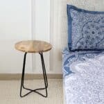Modern Round Side Tables – Natural & Black Powder Finish with Black Iron Base GH-075-C