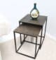 Modern Two-Tier Side Tables – Natural & Silver Powder Finish with Black Iron Base GH-078-A