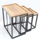 Modern Three-Tier Side Tables – Natural/Black Powder Finish with Black Iron Base GH-099-A - Image 2