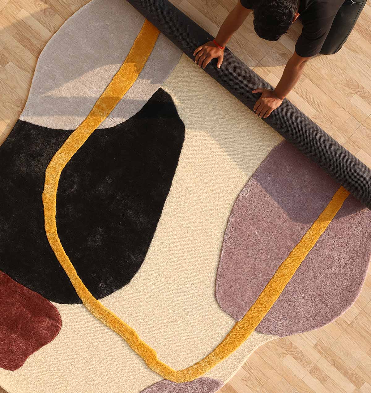 HTWV-176-4 Contemporary Shape Style Handmade Rug- HTWV 176 (200x300 cm) - Image 1