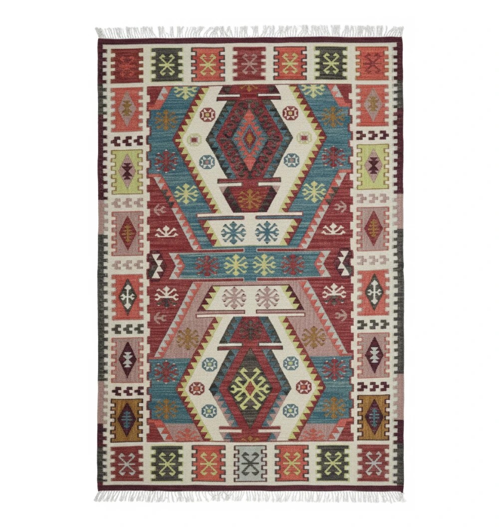 KLM-013 Authentic Turkish Geometric Kilim Rug - KLM 013 - الصورة 1