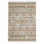 Handwoven Neutral Beige Wool Kilim Rug - KLM 014