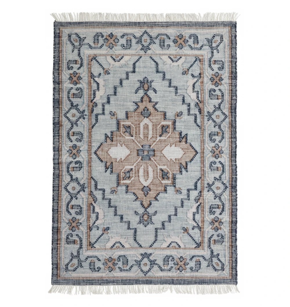 KLM-015 Kilim Rug Blue Multicolor Tribal Flatweave KLM-015 170x240 cm Carpet - Image 1