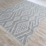 Handwoven Diamond Patterned Grey Kilim Rug - KLM-017 170x240cm