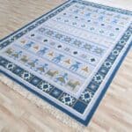 Kilim Rug  – Blue Multicolor Tribal Flatweave Carpet KLM-018